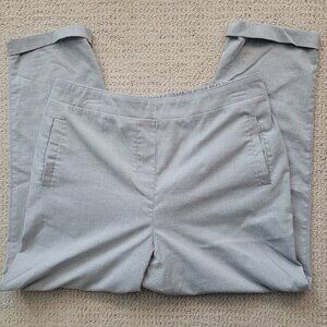 collection pimkie light blue cuffed linen-like capri pants with pockets